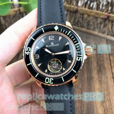 Replica Blancpain Fifty Fathoms Tourbillon Black Dial Watch